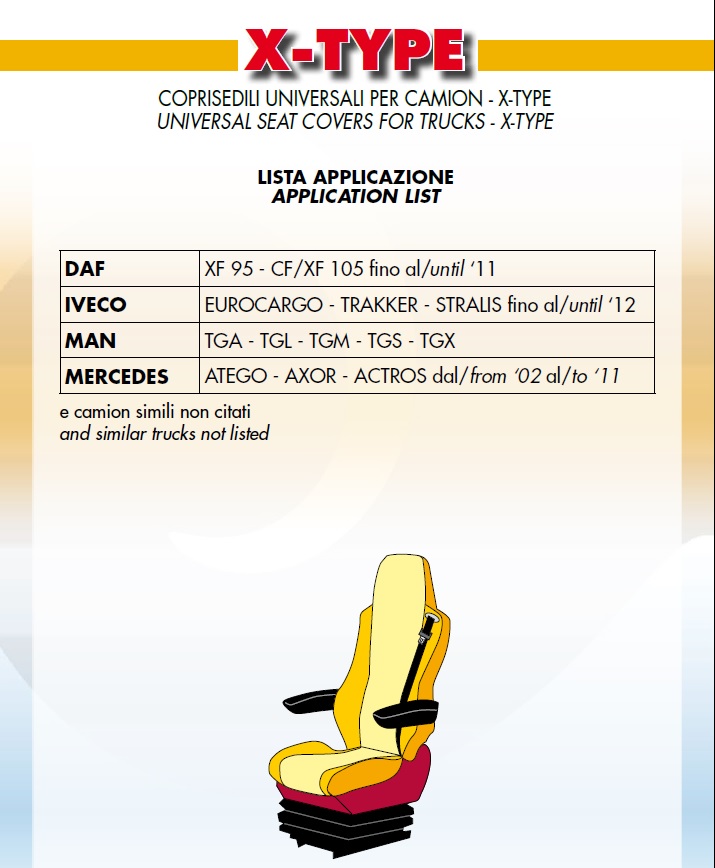 coprisedile su misura per camion universal seat cover covers truck daf iiveco man mercedes renault scania volvo nero blu grigio rosso blu chiaro panna by ernest XTYPE EXTREME