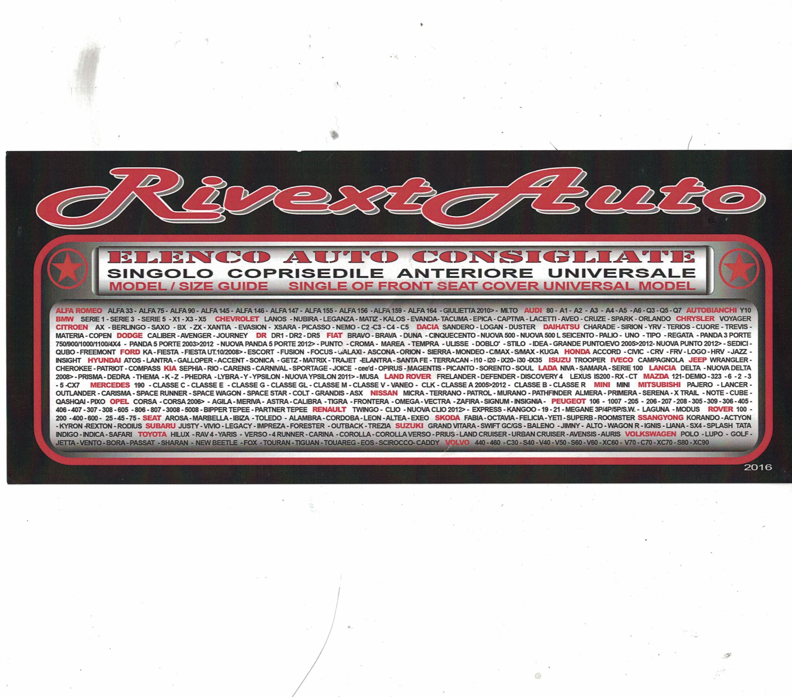 elenco auto coprisedile auto universale protettivo PROTEK RIVEXTAUTO